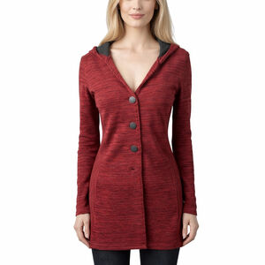 Kuhl Isla Long Jacket Wool Blend Duster Cardigan Hooded Red Spice Boho Size S